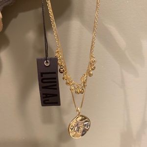 LUV AJ GOLD DOUBLE LAYERED NECKLACE